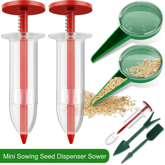 Manual Seed Sower Kit - Precision Handheld Seeder with Dibber & Widger Tools