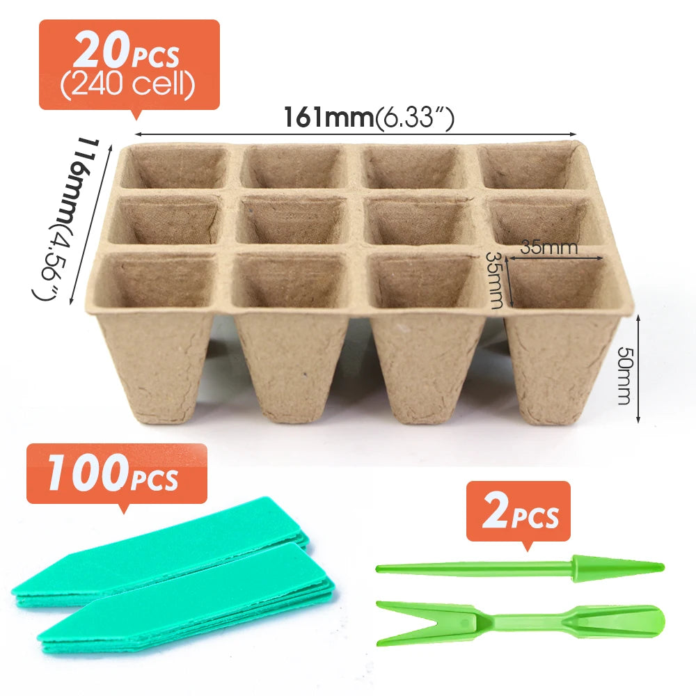 Biodegradable Seed Starter Trays - Eco-Friendly Paper Pots for Garden Seedlings