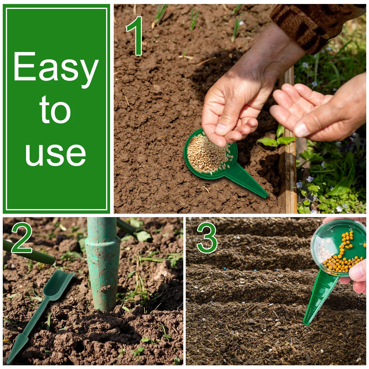 Manual Seed Sower Kit - Precision Handheld Seeder with Dibber & Widger Tools