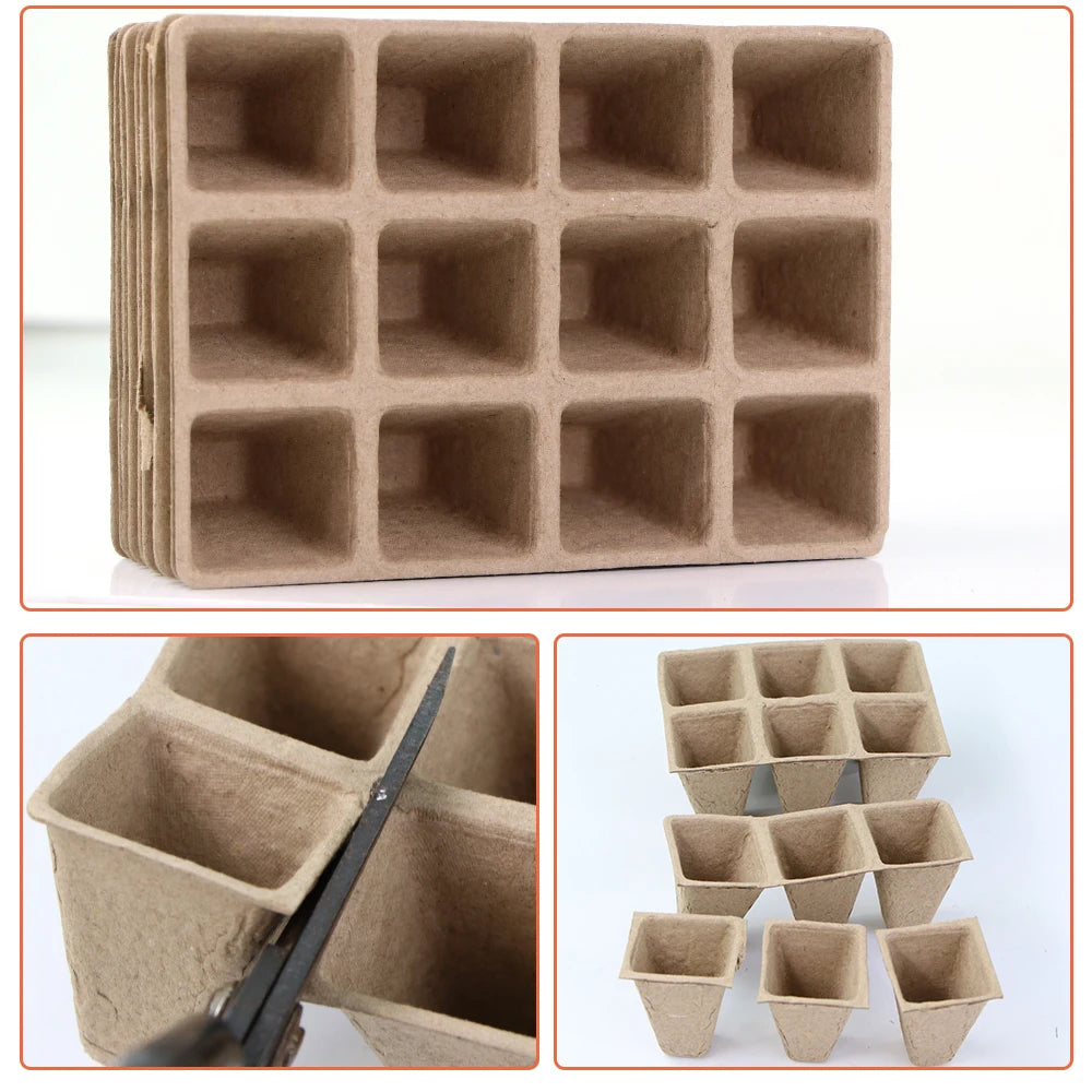 Biodegradable Seed Starter Trays - Eco-Friendly Paper Pots for Garden Seedlings
