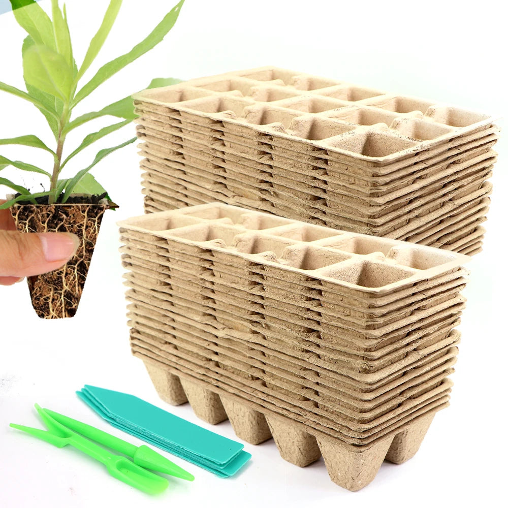 Biodegradable Seed Starter Trays - Eco-Friendly Paper Pots for Garden Seedlings