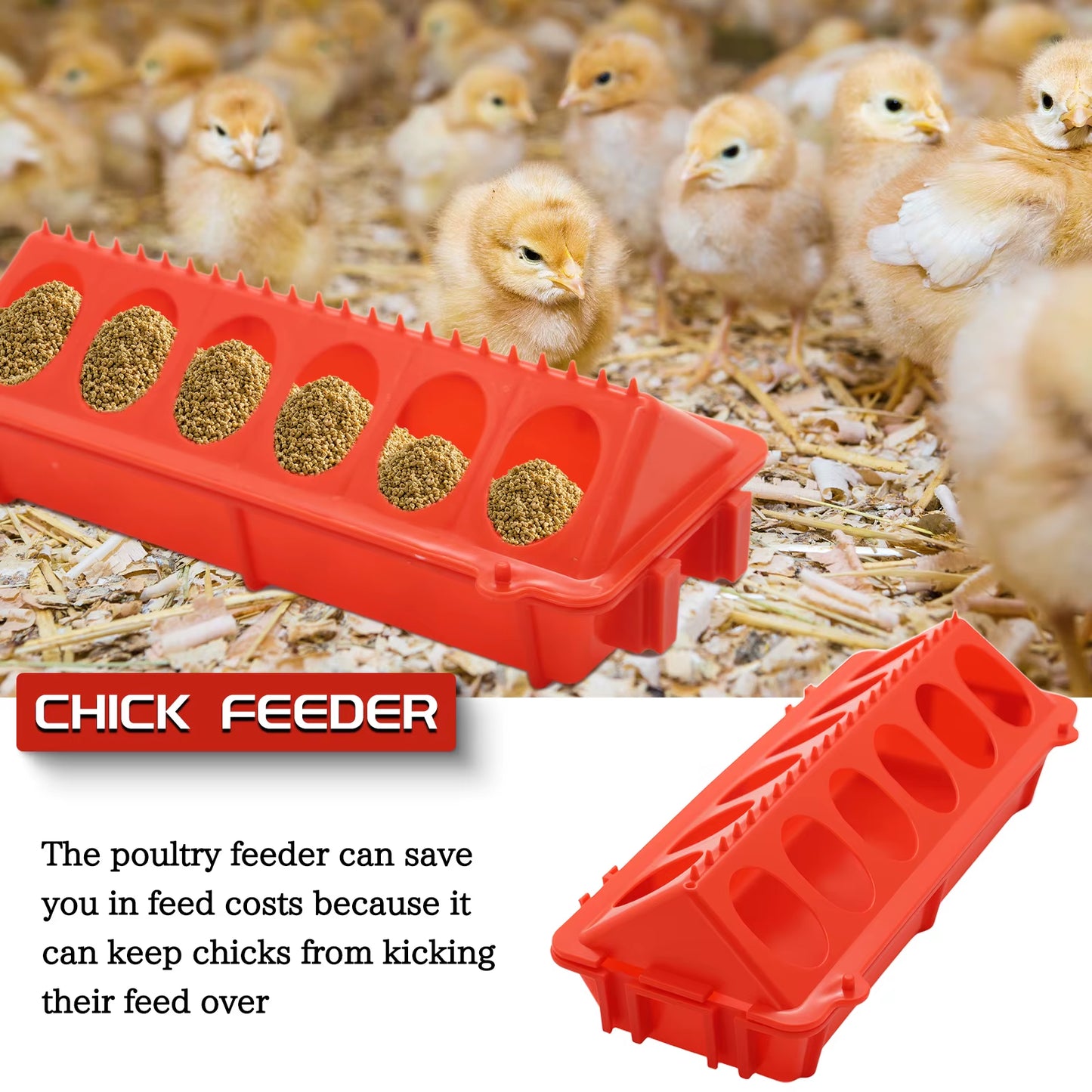 Elongated Baby Chick Feeder & Waterer Combo – Multi-Animal Poultry Starter Flock Brooder Pen Combo