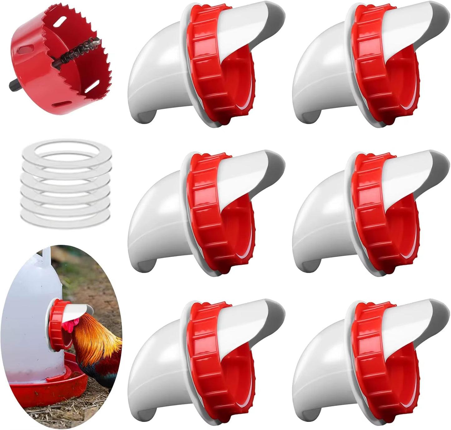 DIY No-Waste Chicken Feeder Port Kit – Gravity Bucket & Barrel Poultry Feeder Inserts – Weather & Rodent Resistant Feeding System