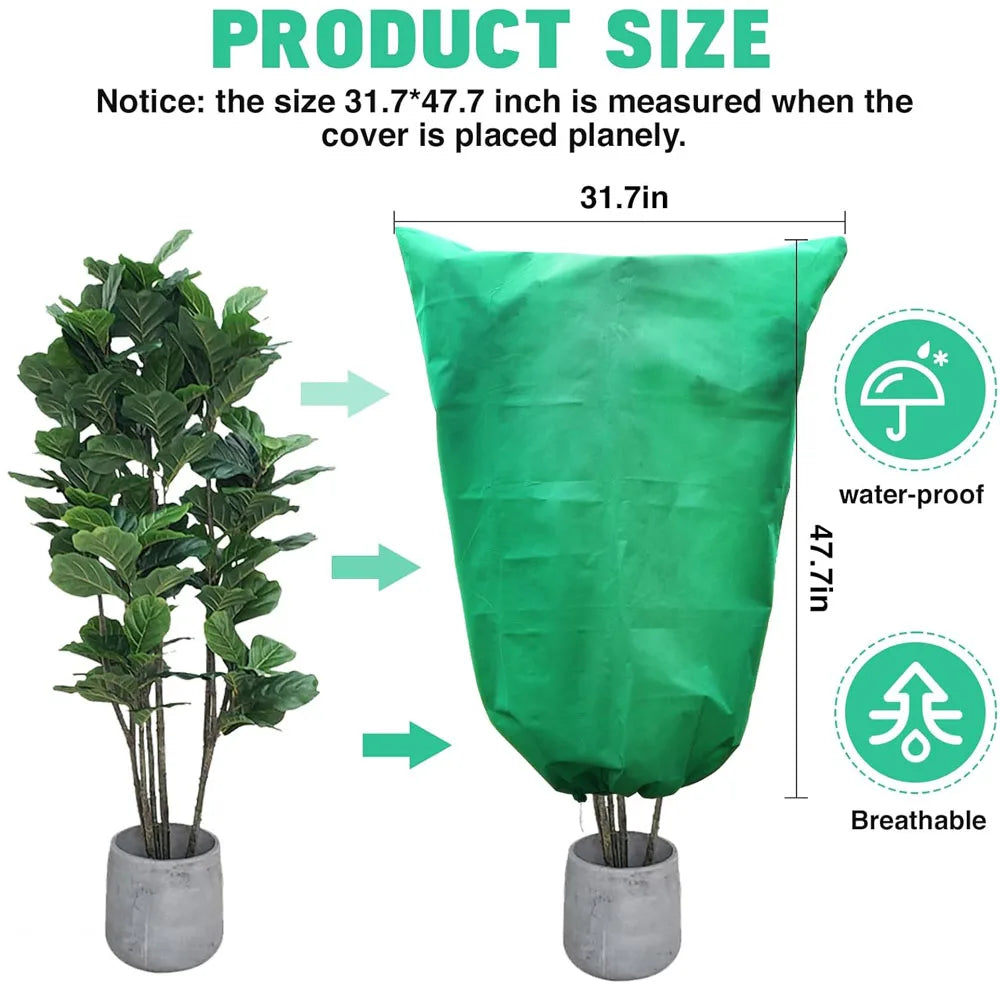 Plant Frost Protection Cover - Zippered Winter Blanket for Garden Plants & Shrubs