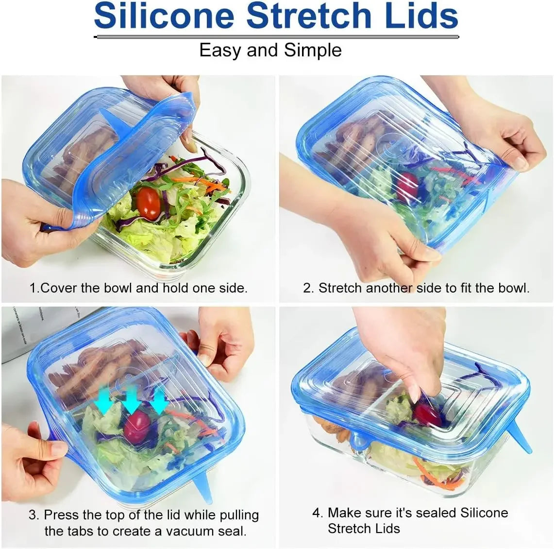 Reusable Silicone Stretch Lid Set – Eco-Friendly Food Covers for Bowls, Cups & Containers (6 or 12-Piece Set)