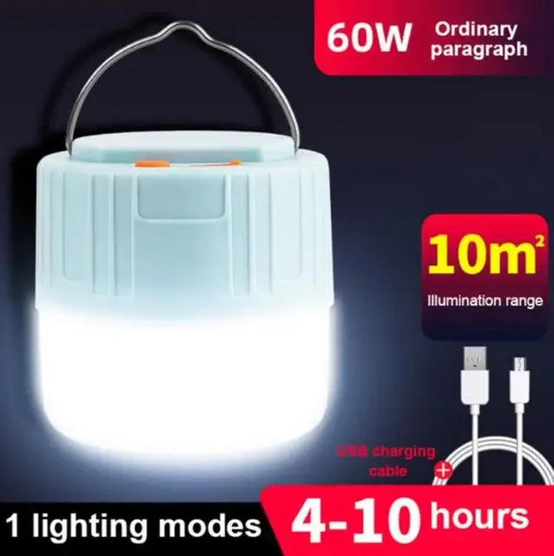 Solar Rechargeable Camping Light - Portable LED Emergency Work Lamp with USB Charging