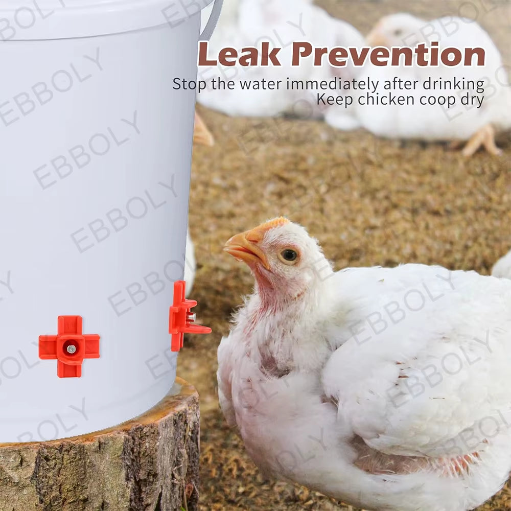 Horizontal Chicken Nipple Waterer – Automatic Side Mount Poultry Drinkers (15/20/30 Pack)