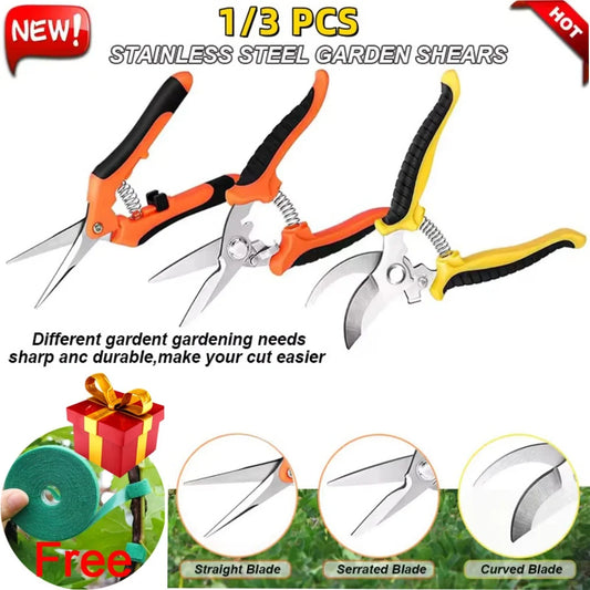Garden Pruning Shears Set - Ergonomic Plant Clippers for Flowers, Herbs & Branches