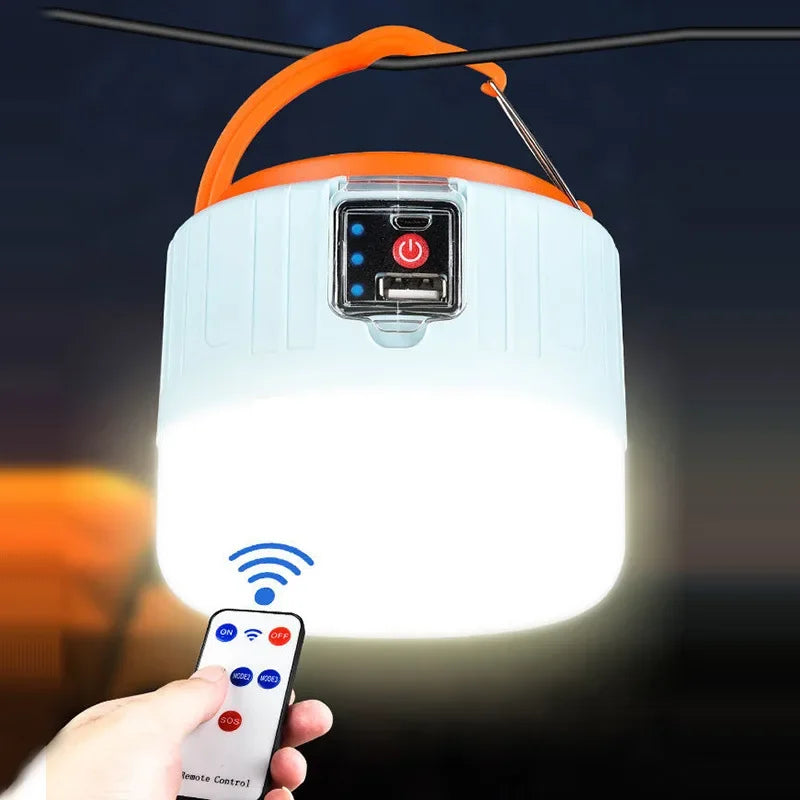Solar Rechargeable Camping Light - Portable LED Emergency Work Lamp with USB Charging