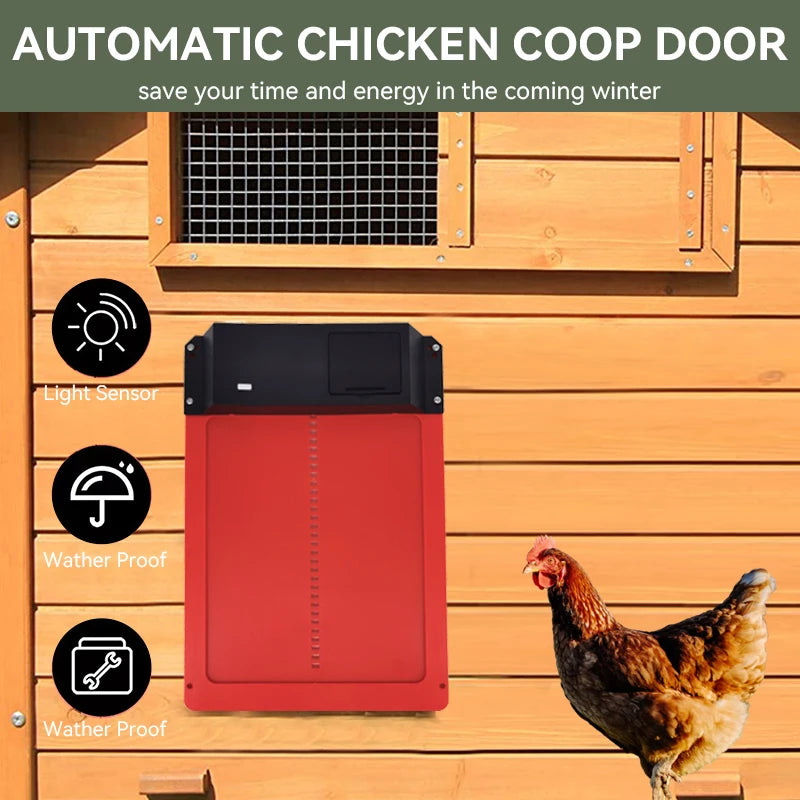 Battery Powered Automatic Chicken Coop Door – Light Sensor, Waterproof