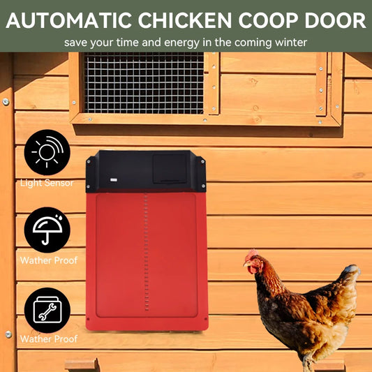 Battery Powered Automatic Chicken Coop Door – Light Sensor, Waterproof