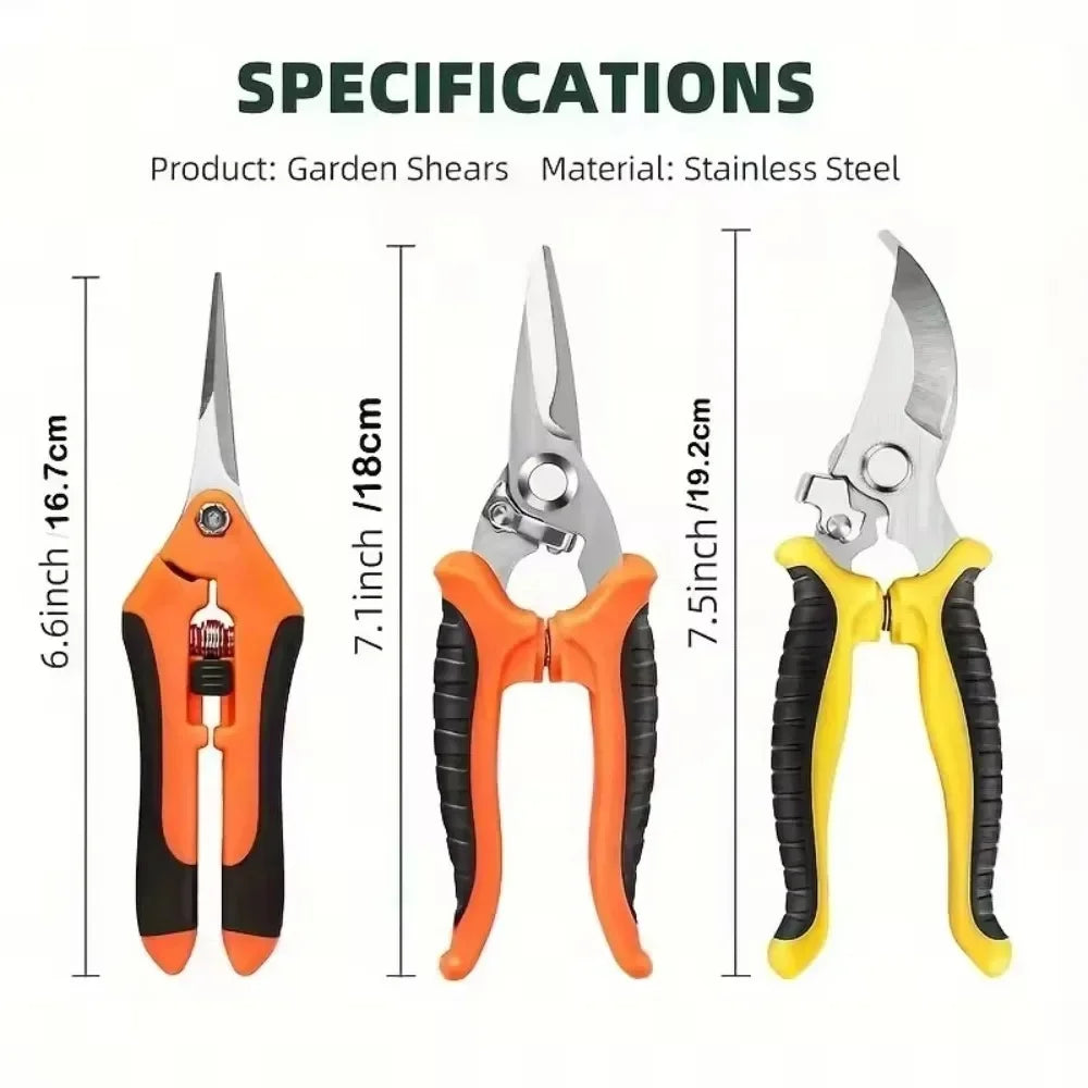Garden Pruning Shears Set - Ergonomic Plant Clippers for Flowers, Herbs & Branches