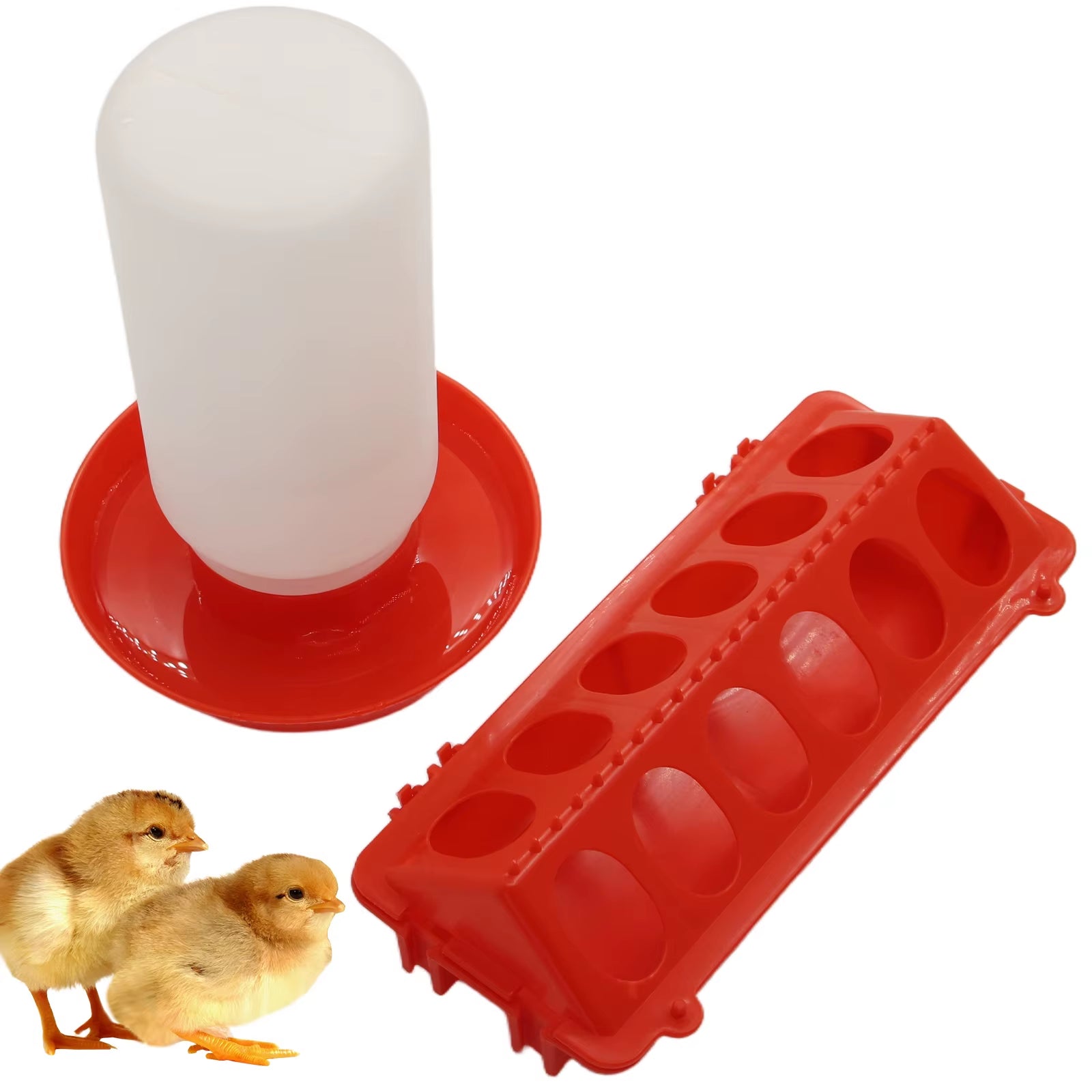 Elongated Baby Chick Feeder & Waterer Combo – Multi-Animal Poultry Starter Flock Brooder Pen Combo