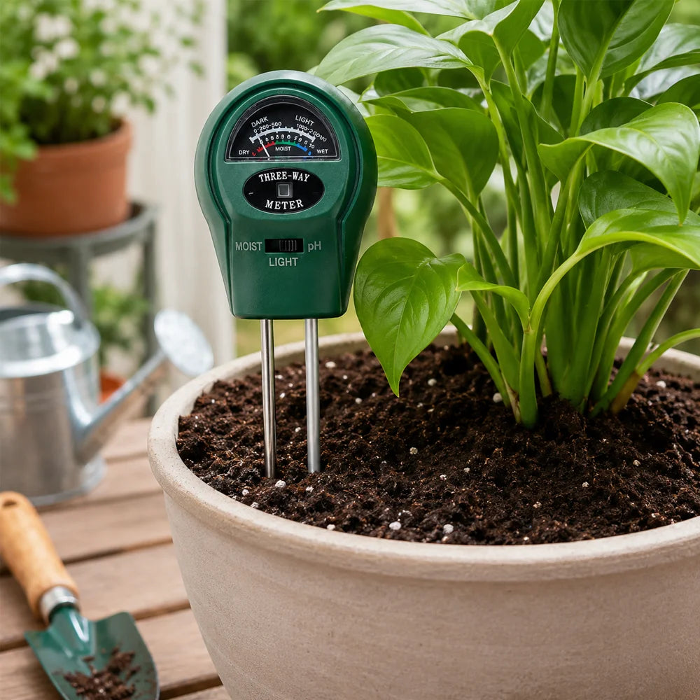 3-in-1 Soil Meter - Battery-Free pH, Moisture & Light Tester for Gardens