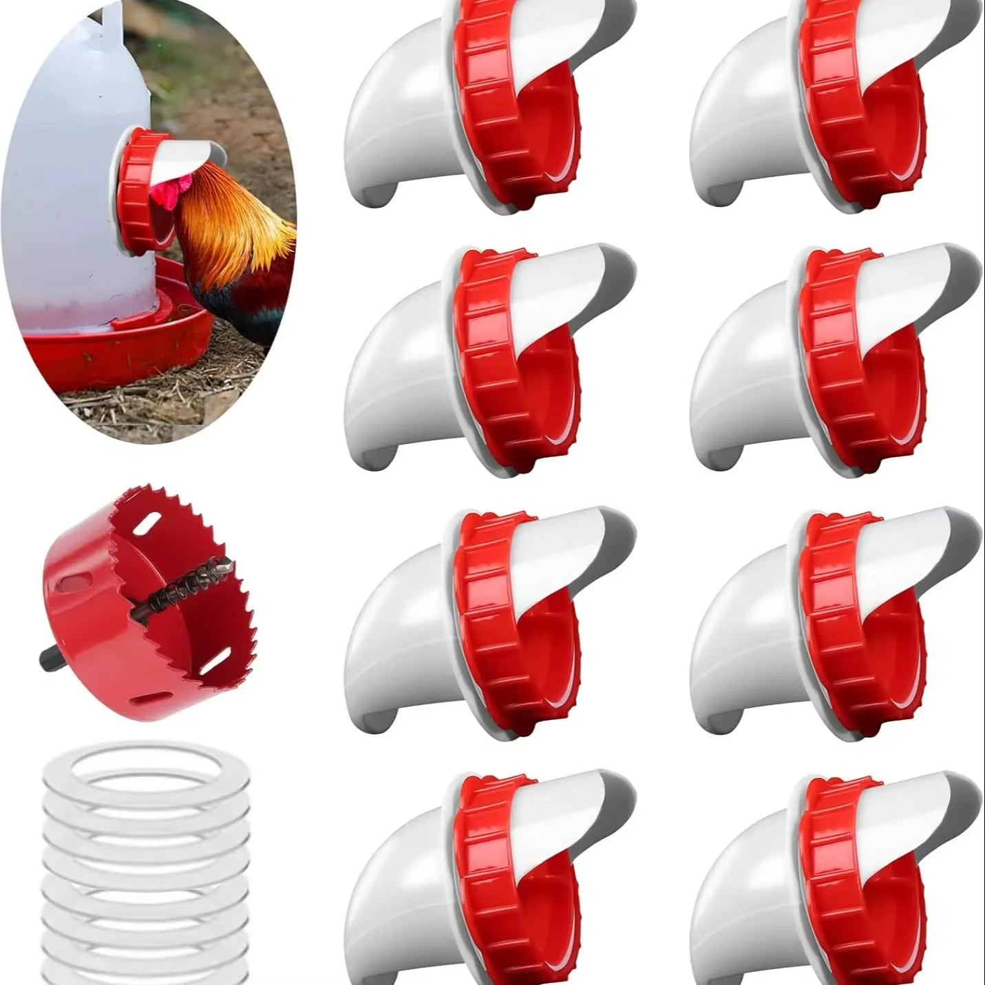 DIY No-Waste Chicken Feeder Port Kit – Gravity Bucket & Barrel Poultry Feeder Inserts – Weather & Rodent Resistant Feeding System