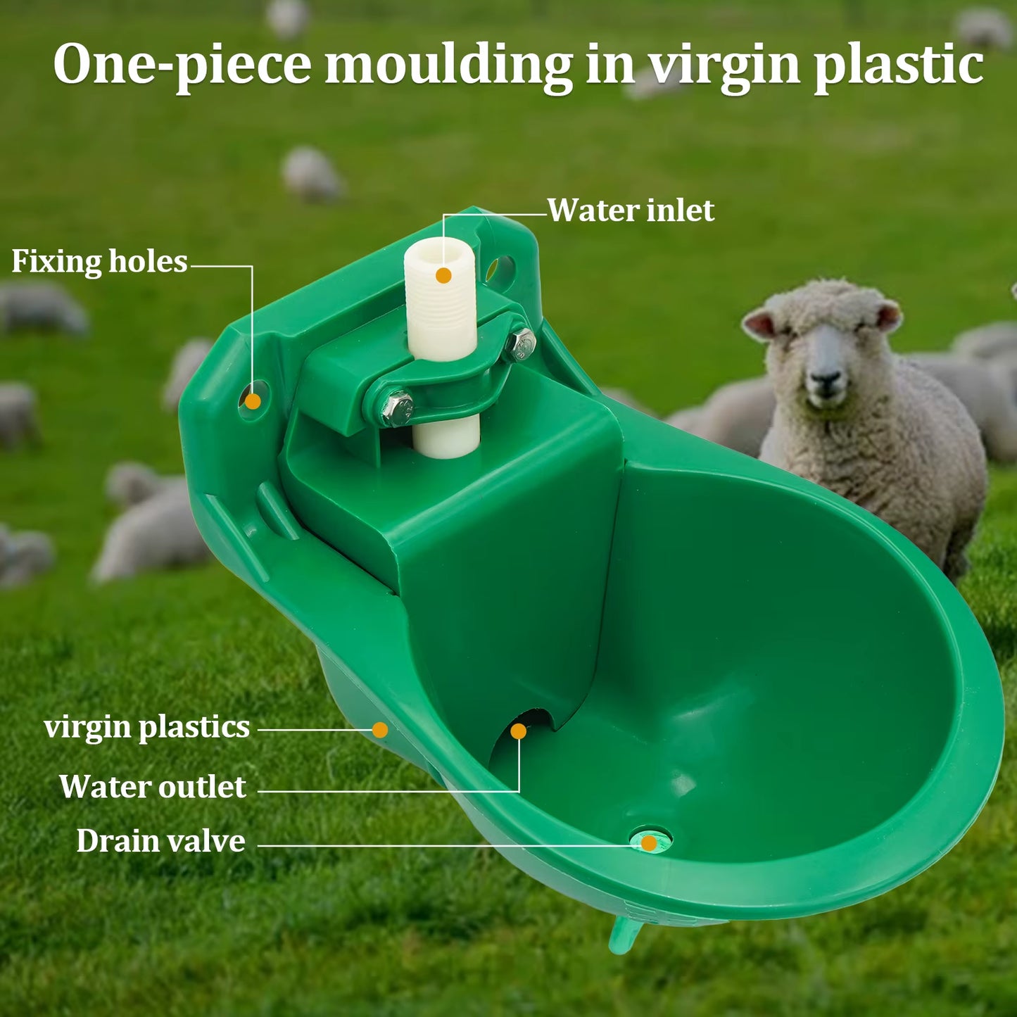 Automatic Sheep & Goat Water Bowl – Heavy Duty Touch Valve Livestock Drinker for Farm Dogs