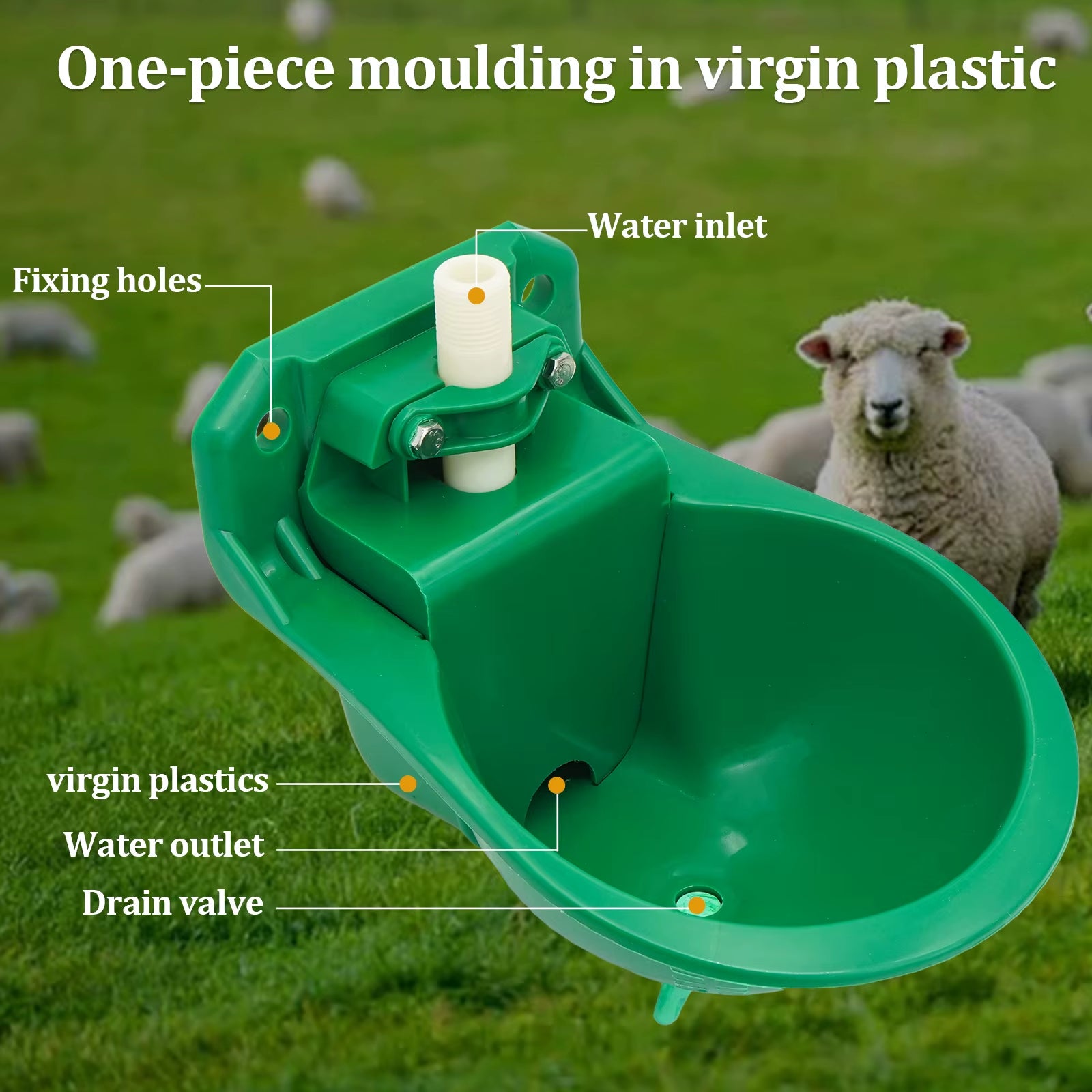 Automatic Sheep & Goat Water Bowl – Heavy Duty Touch Valve Livestock Drinker for Farm Dogs