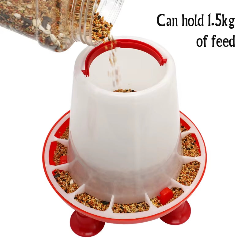 Standing Poultry Waterer & Feeder – 1.5kg / 3L Gravity-Fed Chick & Small Flock Drinker for Brooder Pens