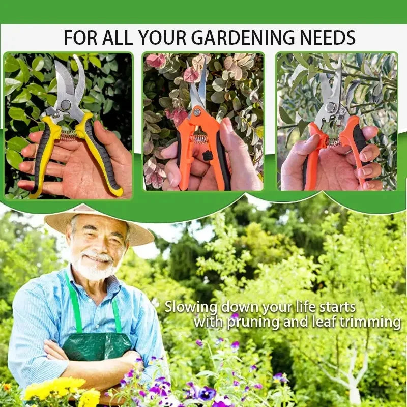 Garden Pruning Shears Set - Ergonomic Plant Clippers for Flowers, Herbs & Branches
