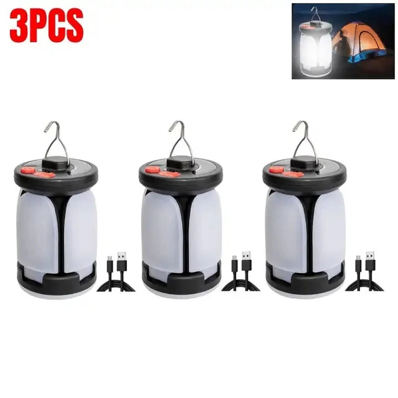 Solar Camping Lantern - Rechargeable LED Emergency Light with USB & Solar Charging