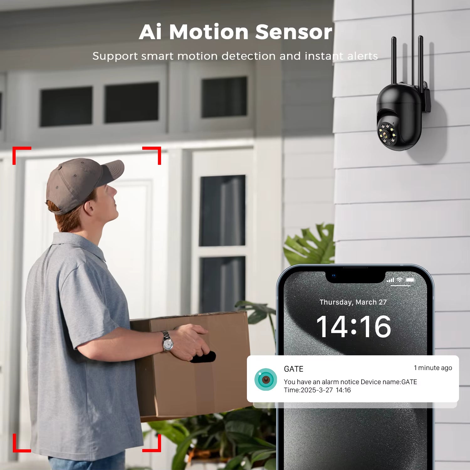 4MP Wireless PTZ Security Camera – Outdoor Wi-Fi Surveillance with Night Color, Human Tracking, Two-Way Audio & ICSee App