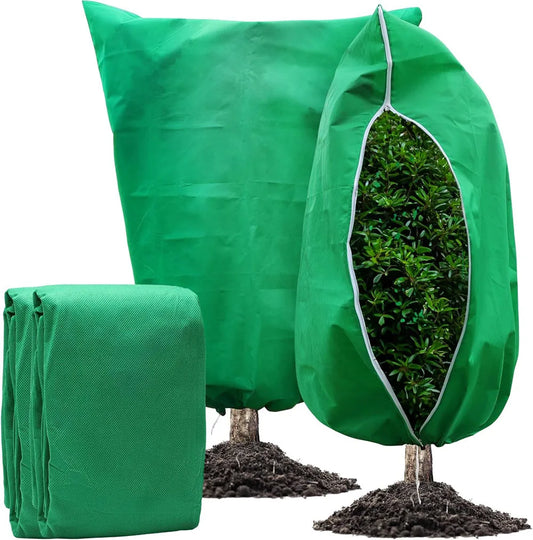 Plant Frost Protection Cover - Zippered Winter Blanket for Garden Plants & Shrubs