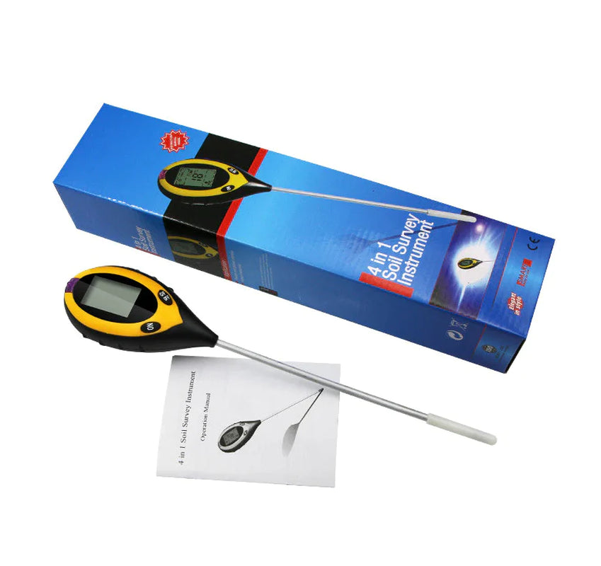 4-in-1 Digital Soil Meter - LCD pH, Moisture, Light & Temperature Tester