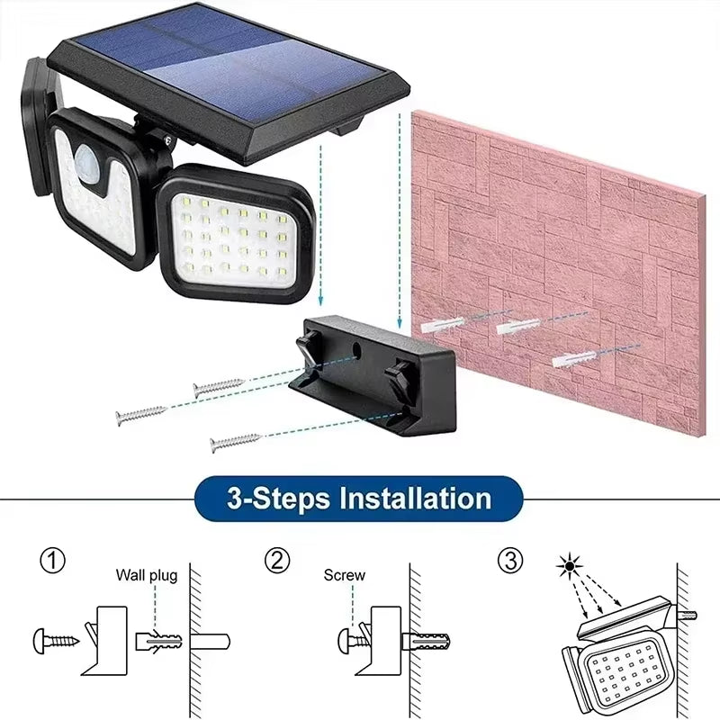 Solar Shield Basic-74 | 3-Head Motion Sensor Solar Security Light