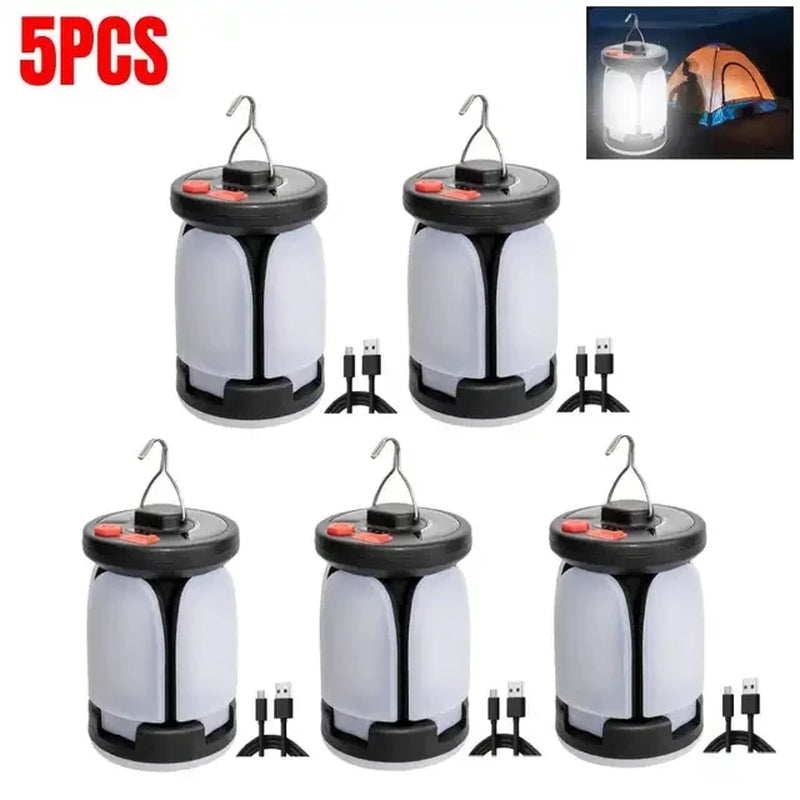 Solar Camping Lantern - Rechargeable LED Emergency Light with USB & Solar Charging
