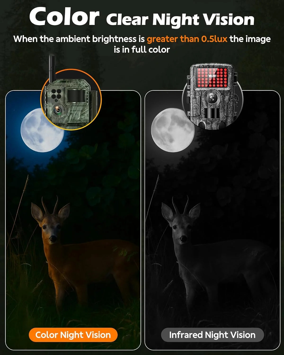 CAMPARK 4G LTE Cellular Solar Trail Camera – 48MP 4K Hunting Camera with Night Vision, 0.1s Trigger, Motion Detection & Real-Time Alerts (2-Pack)